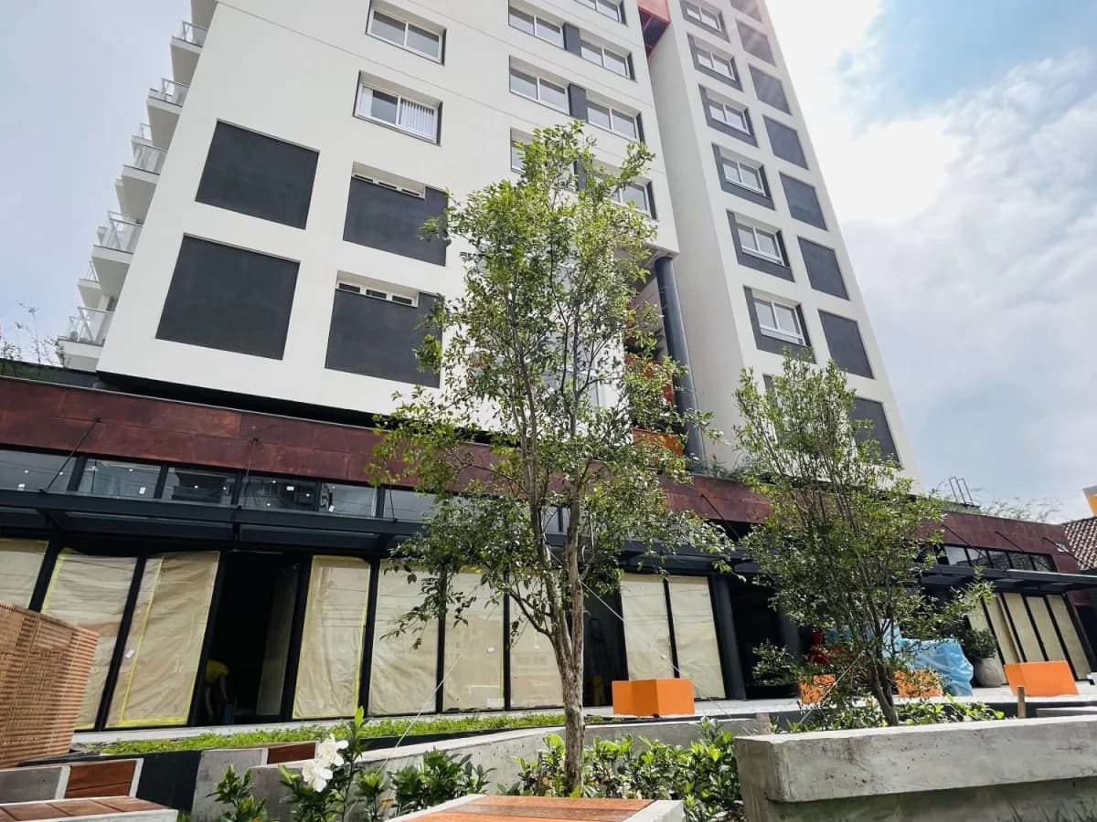Fachada do prédio com área de lazer — Loja com 1 sala para alugar no Uniqo Smart Living, em Camobi, Santa Maria/RS