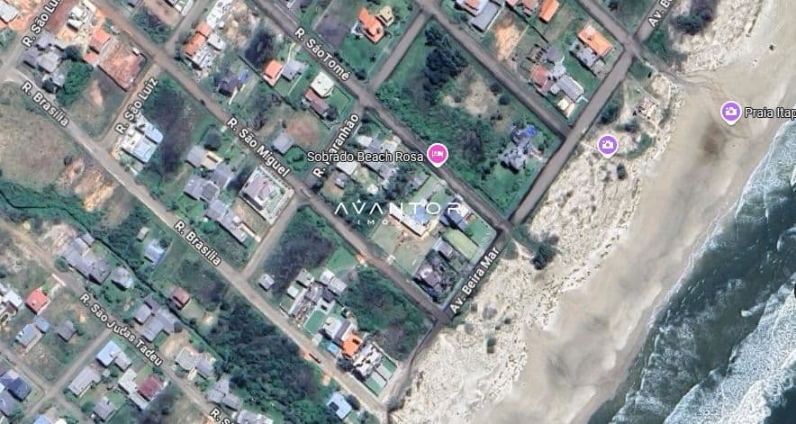 Vista aérea do terreno e região — Terreno à venda em Praia Itapeva, Torres/RS
