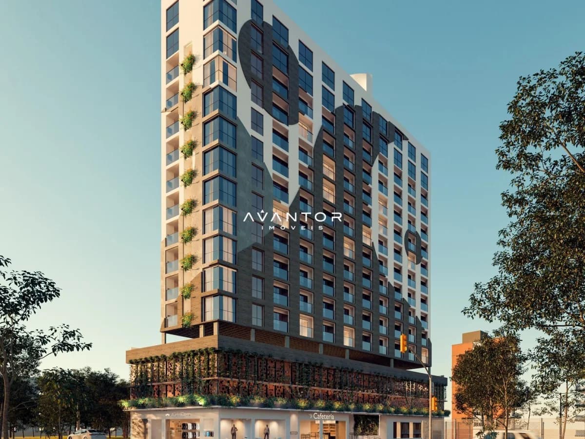 Fachada do prédio com sacadas — Apartamento com 2 quartos à venda no Residencial Duque 17CINCO5, em Centro, Santa Maria/RS