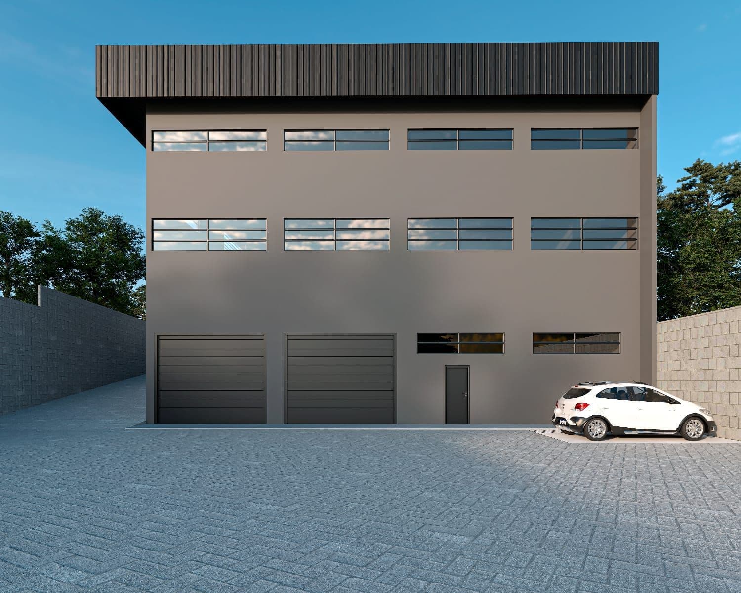 Fachada da casa com garagem — Pavilhão com 1 sala para alugar em São José, Santa Maria/RS