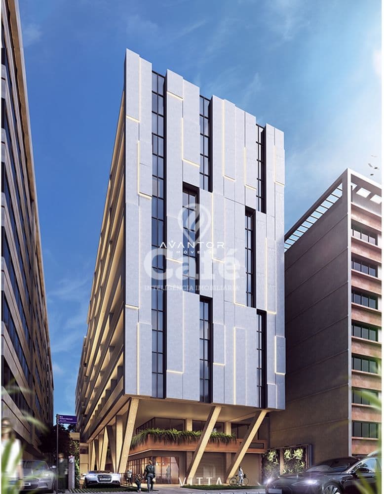 Fachada do prédio com painéis brancos — Sala Comercial com 1 sala à venda no Vitta Center, em Centro, Santa Maria/RS