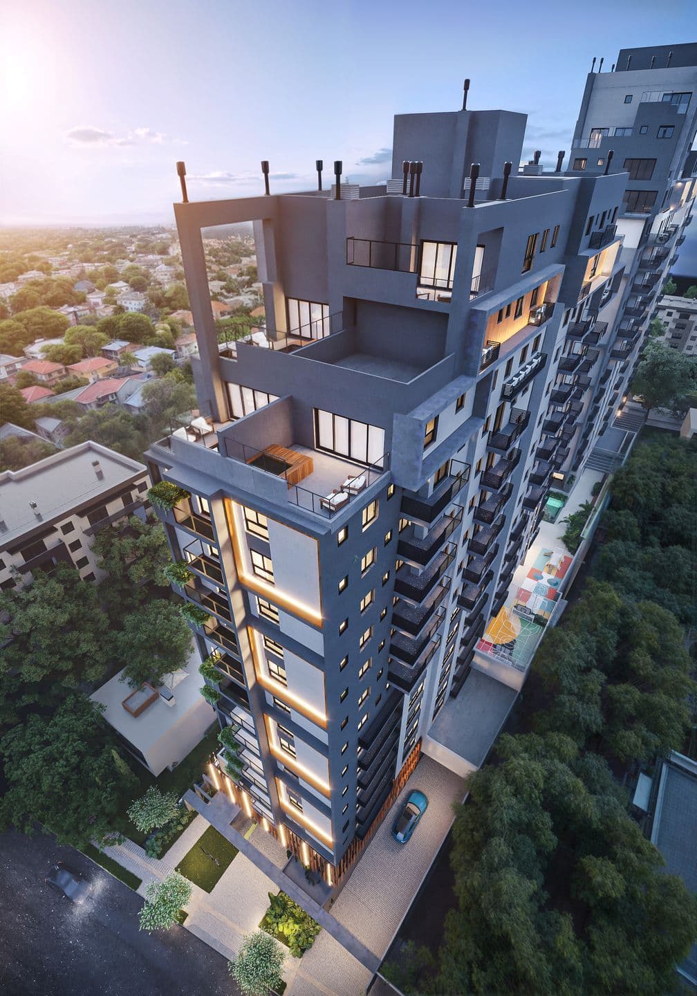 Fachada do edifício com sacada — Apartamento com 2 quartos à venda no Residencial Axis, em Centro, Santa Maria/RS