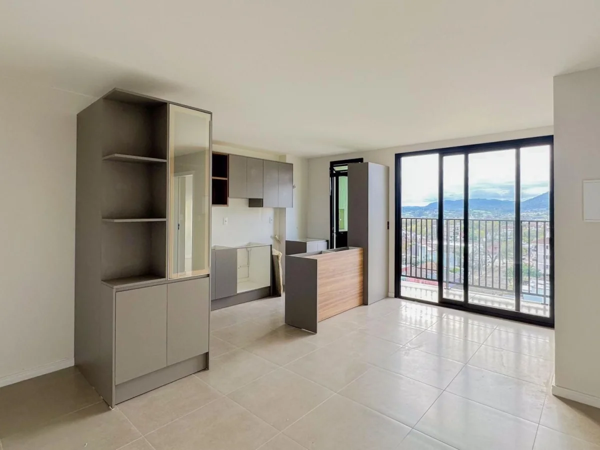 Sala integrada à cozinha com vista para varanda — Orvieto Residence, Noal, Santa Maria/RS
