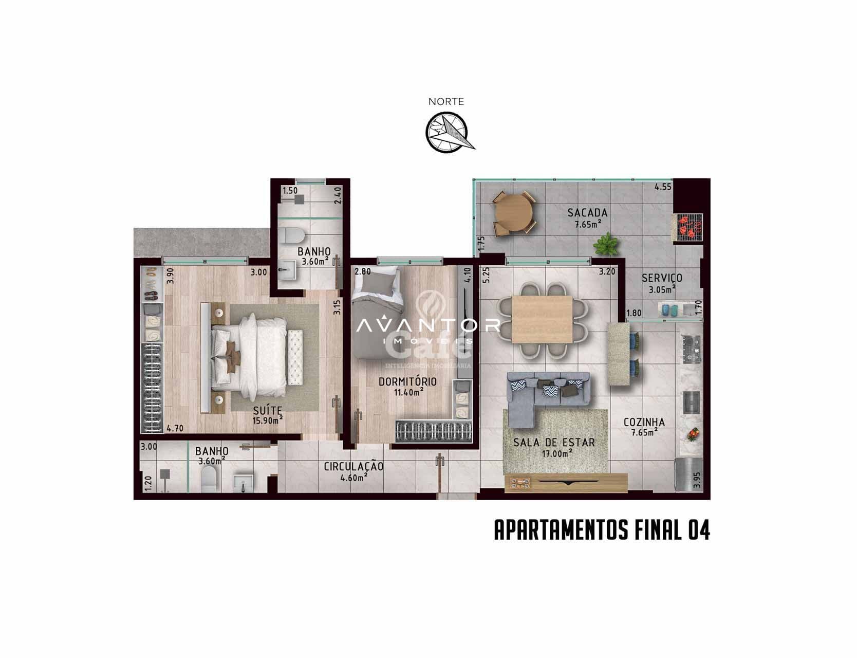 Apartamento com 2 quartos à venda no Flamboyant Residence, em Nossa Senhora de Fátima, Santa Maria/RS — foto 3 de 3