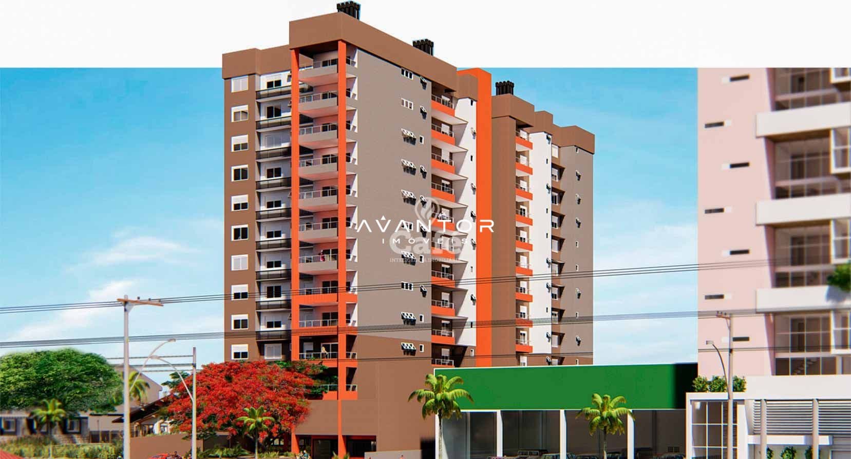Fachada do prédio com sacadas — Apartamento com 3 quartos à venda em Nossa Senhora de Fátima, Santa Maria/RS