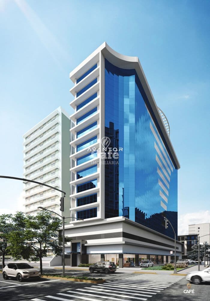 Fachada do edifício com sacadas — Sala Comercial com 1 sala à venda em Nossa Senhora de Fátima, Santa Maria/RS