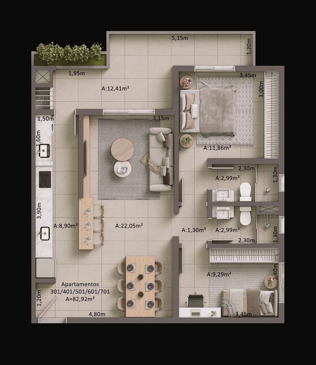 Apartamento com 2 quartos à venda no Residencial Amália, em Camobi, Santa Maria/RS — foto 3 de 8