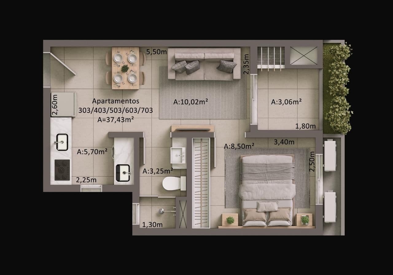 Apartamento com 1 quarto à venda no Residencial Amália, em Camobi, Santa Maria/RS — foto 3 de 8