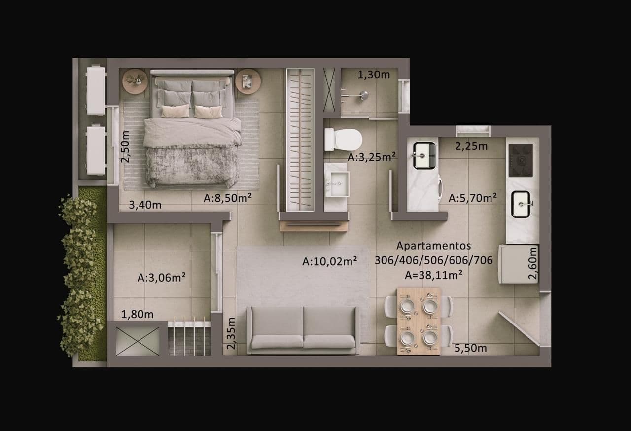 Apartamento com 1 quarto à venda no Residencial Amália, em Camobi, Santa Maria/RS — foto 3 de 8