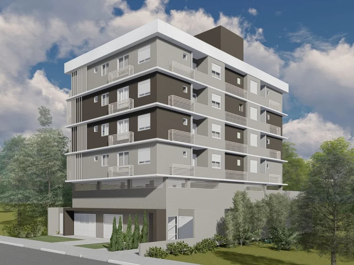 Fachada do prédio com cinco andares — Apartamento com 1 quarto à venda no Residencial Cappanera, em Camobi, Santa Maria/RS