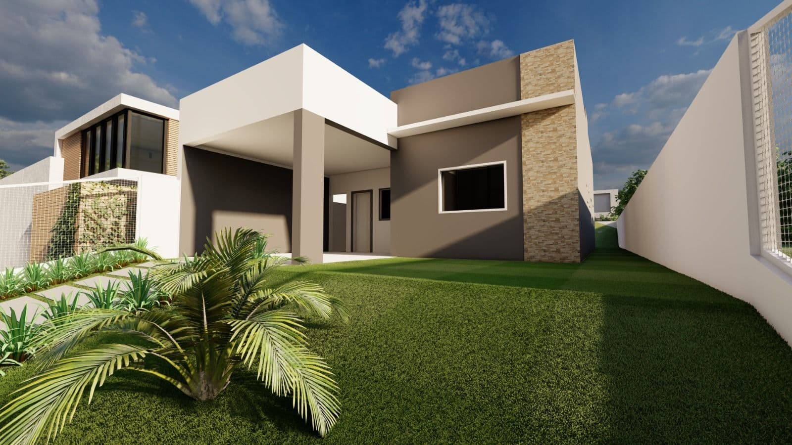 Fachada da casa com pátio — Casa com 3 quartos à venda em Pinheiro Machado, Santa Maria/RS