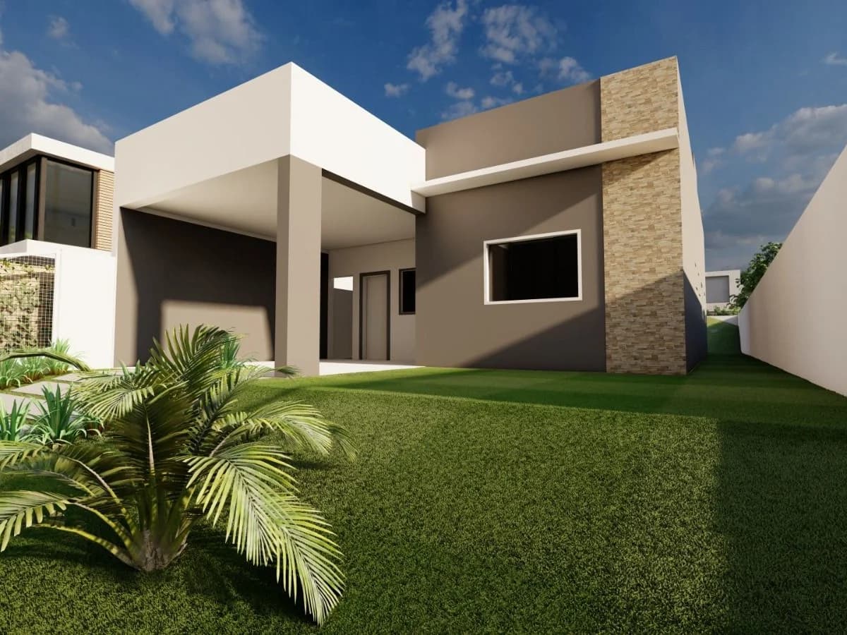 Fachada da casa com pátio — Casa com 3 quartos à venda em Pinheiro Machado, Santa Maria/RS