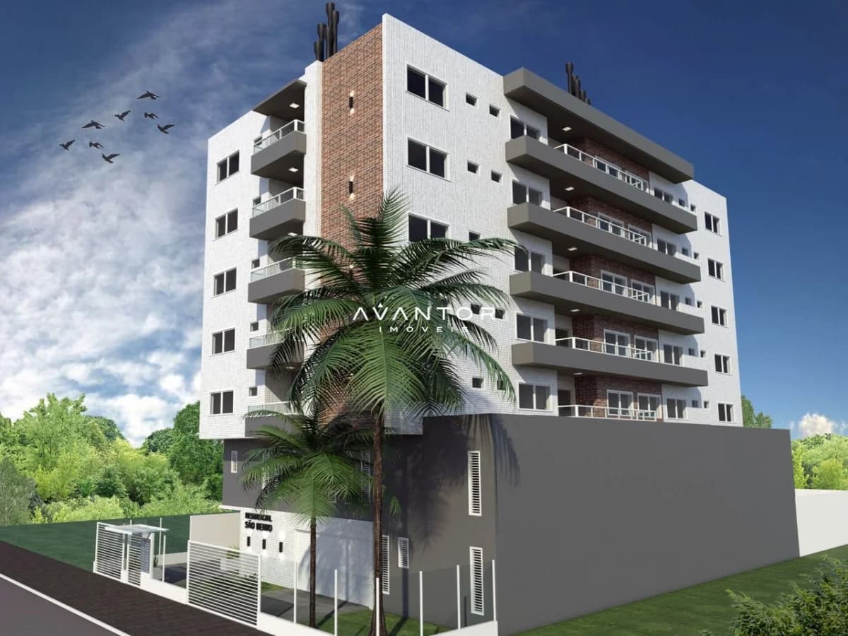Fachada do prédio com sacadas — Apartamento com 2 quartos à venda no Residencial Santa Helena, em Camobi, Santa Maria/RS