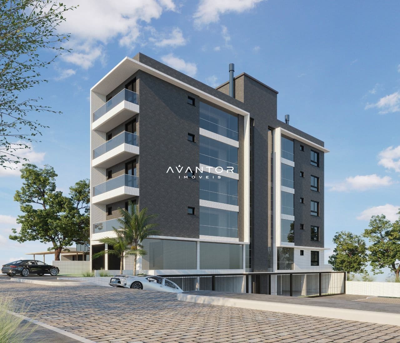 Fachada do prédio com sacadas — Apartamento com 2 quartos à venda em Nossa Senhora de Lourdes, Santa Maria/RS