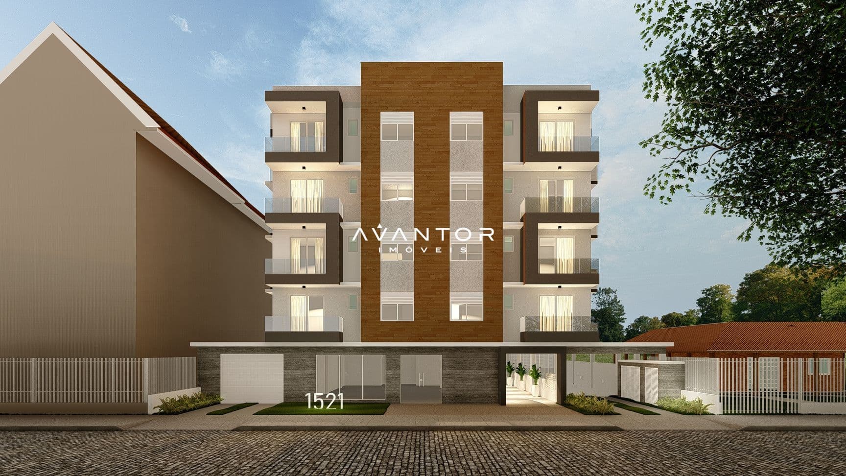 Fachada do prédio com unidades — Apartamento com 1 quarto à venda no Residencial Rudolf, em Camobi, Santa Maria/RS
