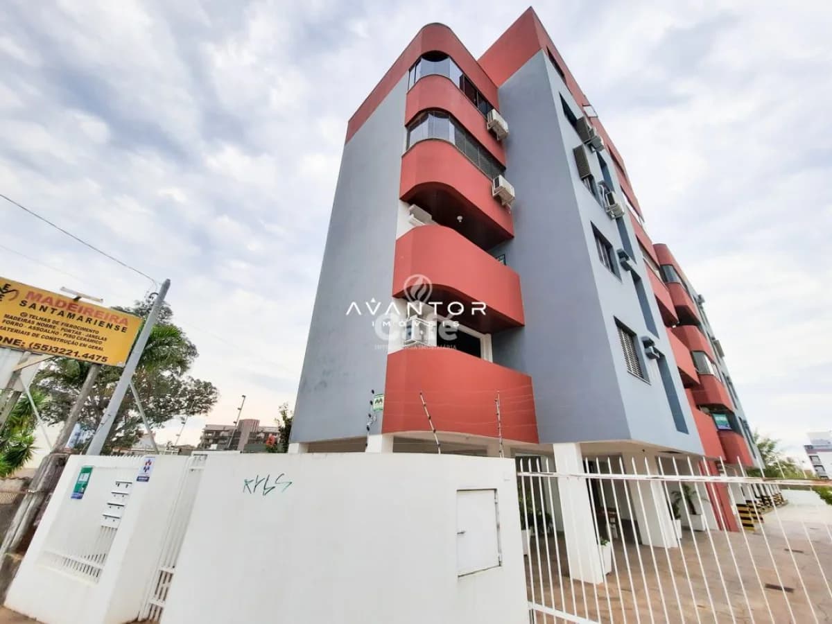 Fachada do prédio com sacadas vermelhas — Apartamento com 2 quartos à venda em Nossa Senhora Medianeira, Santa Maria/RS