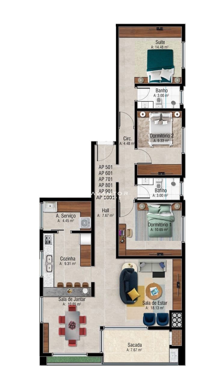Apartamento com 3 quartos à venda no Edificio José Adelar Tâmbara, em Bonfim, Santa Maria/RS — foto 2 de 6