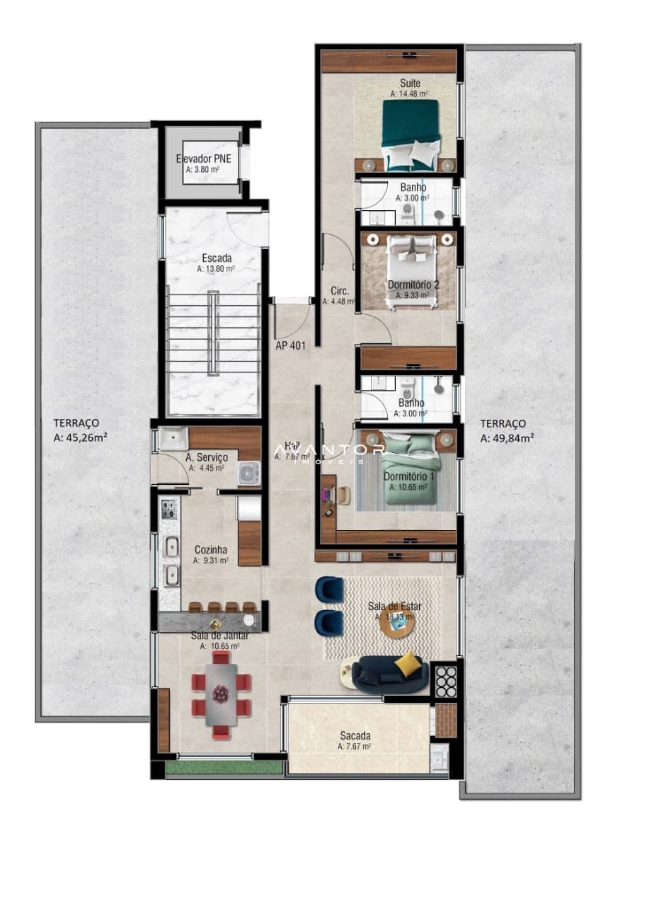 Apartamento com 3 quartos à venda no Edificio José Adelar Tâmbara, em Bonfim, Santa Maria/RS — foto 4 de 6