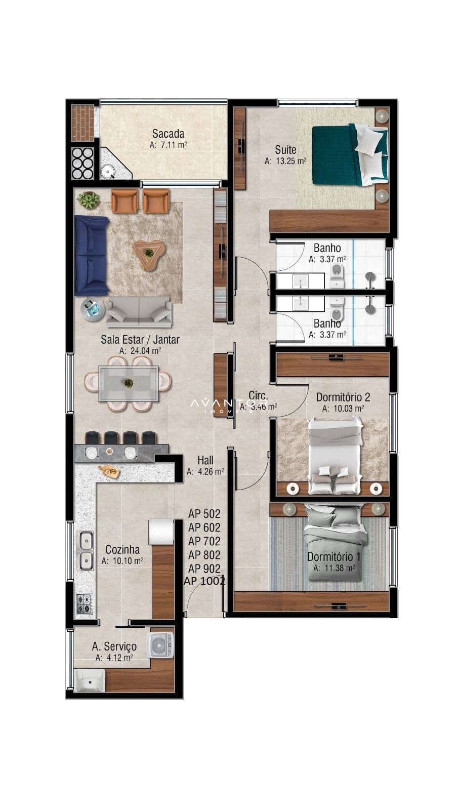 Apartamento com 3 quartos à venda no Edificio José Adelar Tâmbara, em Bonfim, Santa Maria/RS — foto 5 de 6