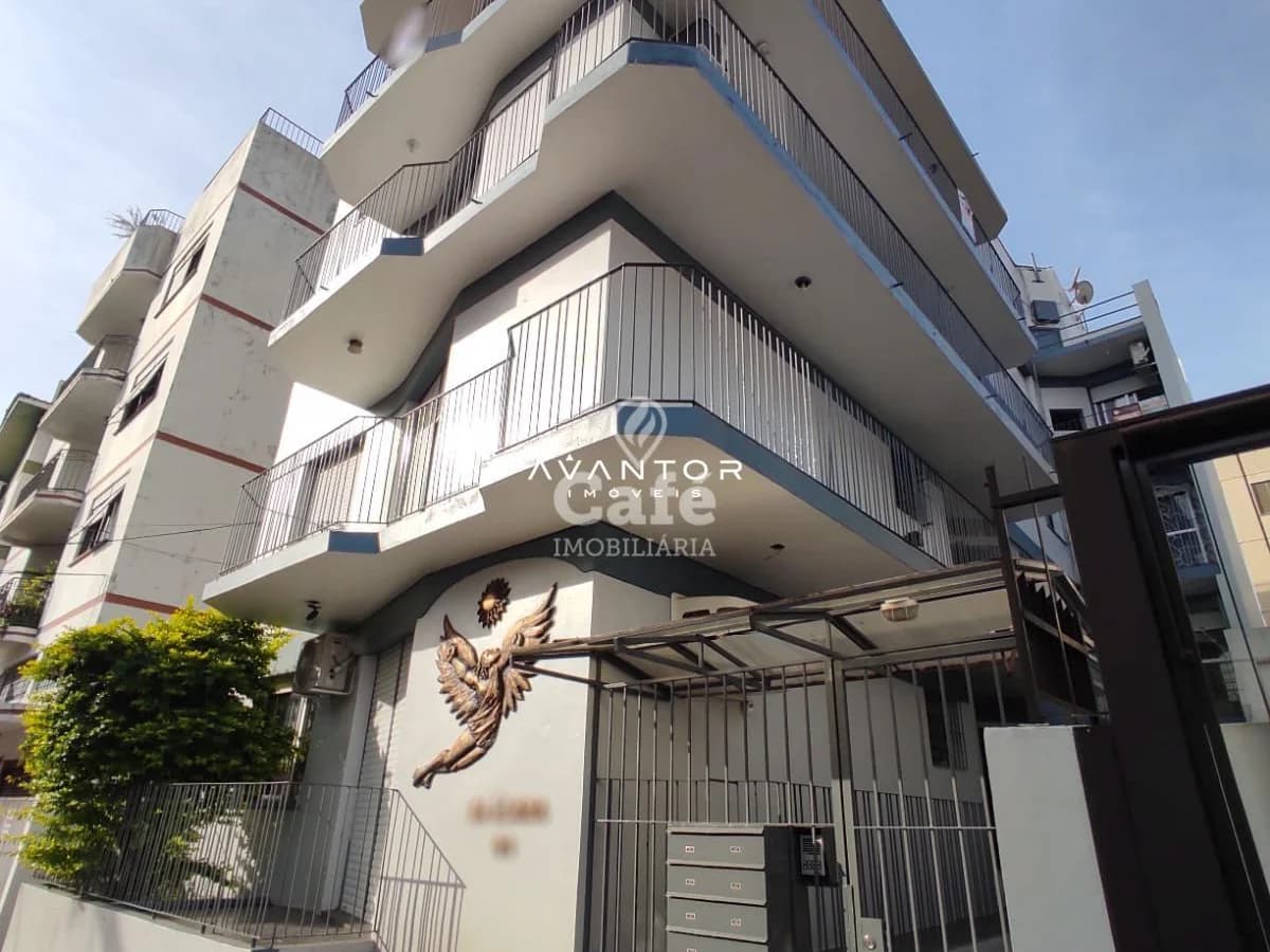 Fachada do prédio com sacadas e garagem — Cobertura com 3 quartos à venda no Edifício Ícaro, em Centro, Santa Maria/RS