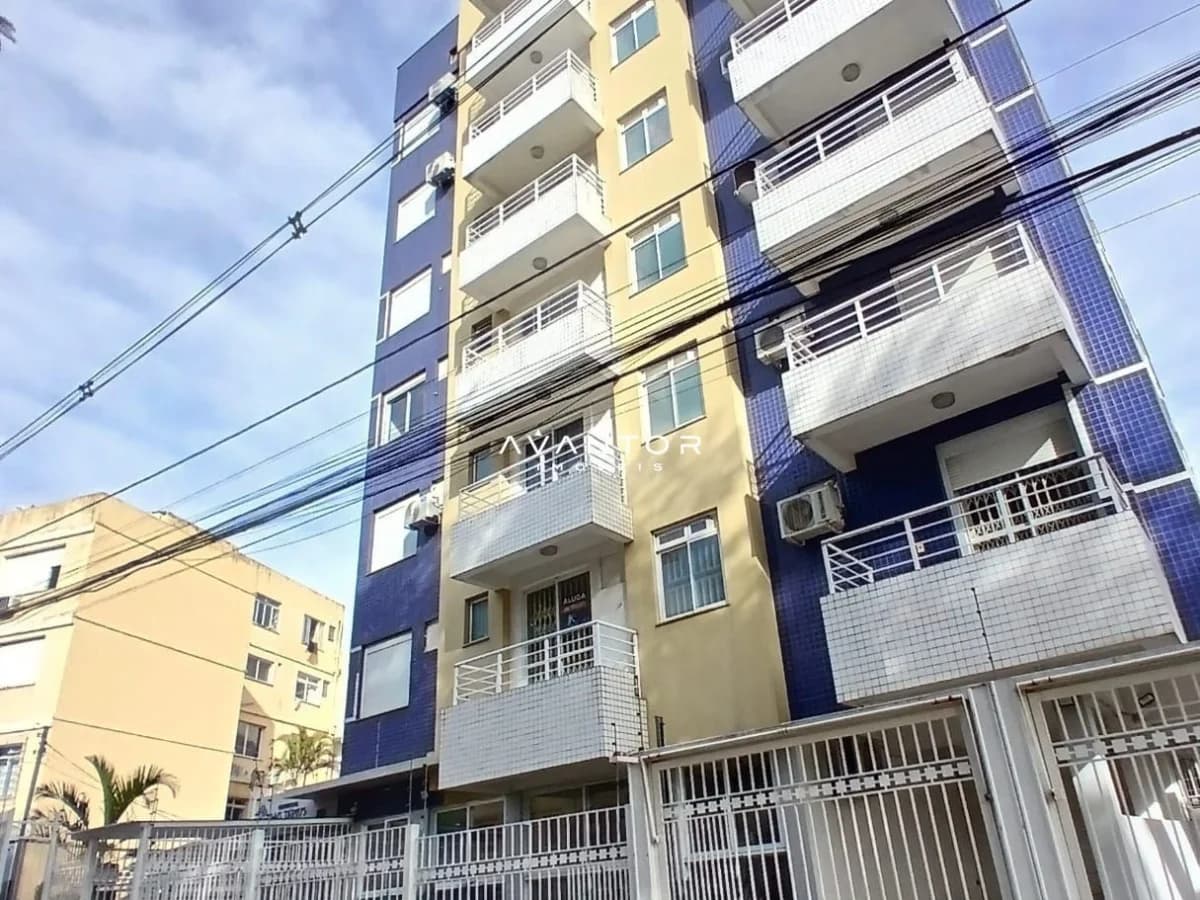 Fachada do prédio com sacadas — Apartamento com 1 quarto à venda em Nossa Senhora do Rosário, Santa Maria/RS