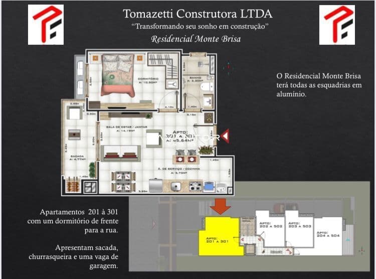 Apartamento com 1 quarto à venda no Residencial Monte Brisa, em Camobi, Santa Maria/RS — foto 2 de 2
