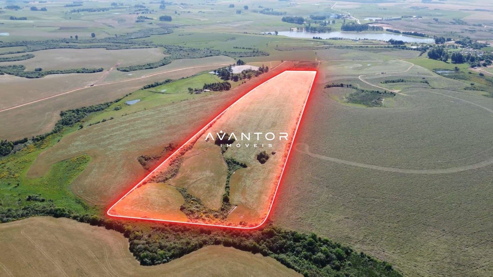 Terreno com delimitação aérea e vista panorâmica — Campo à venda em Antônio Augusto de Oliveira Terra, Tupanciretã/RS