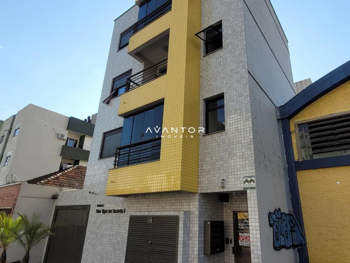 Fachada do prédio com sacadas — Apartamento com 1 quarto à venda em Nossa Senhora do Rosário, Santa Maria/RS