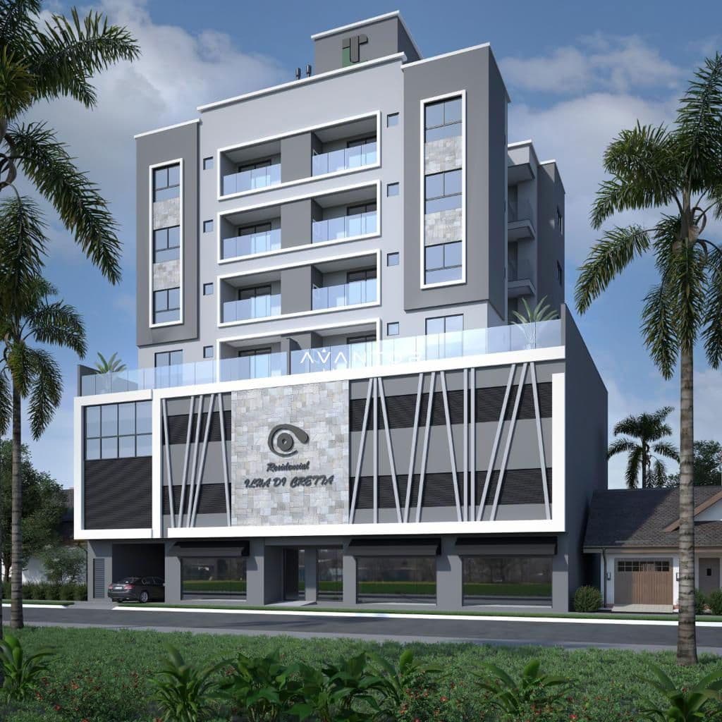 Fachada do prédio com comércios — Apartamento com 2 quartos à venda em Centro, Balneário Camboriú/SC