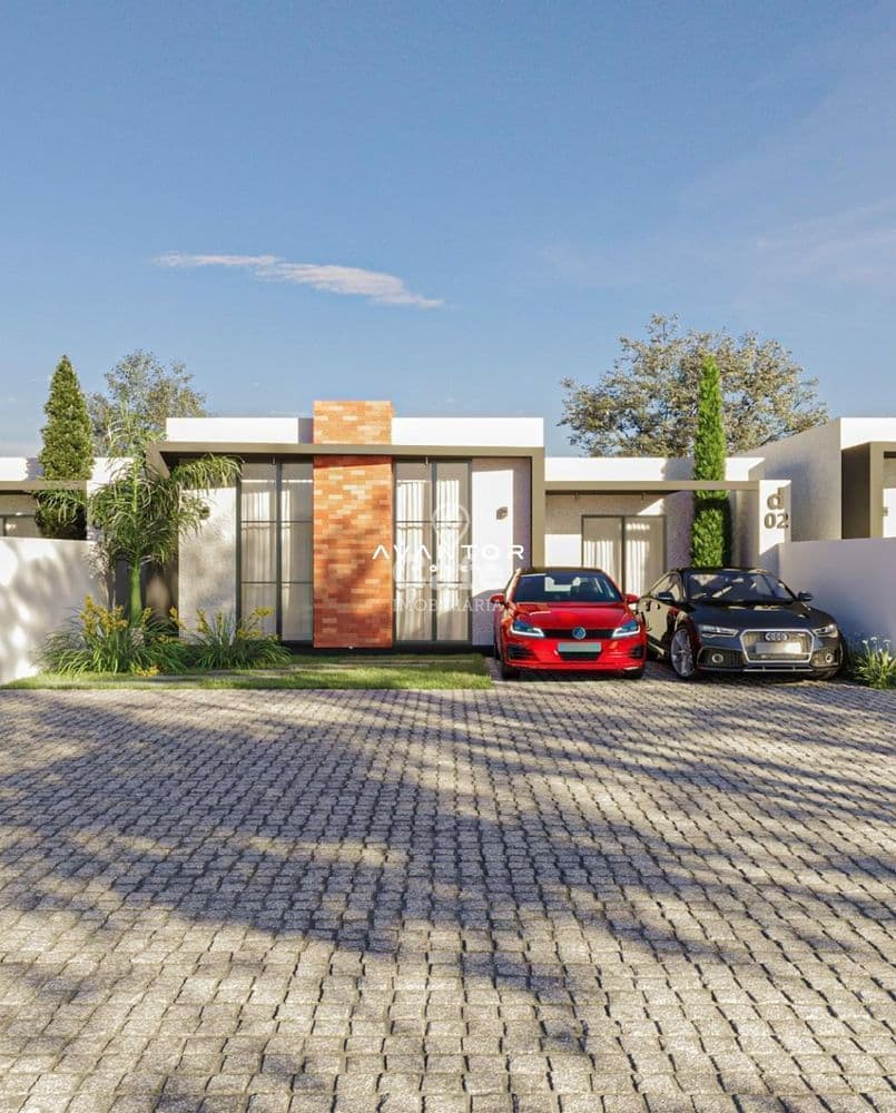 Fachada da casa com garagem — Casa com 3 quartos à venda em Diácono João Luiz Pozzobon, Santa Maria/RS