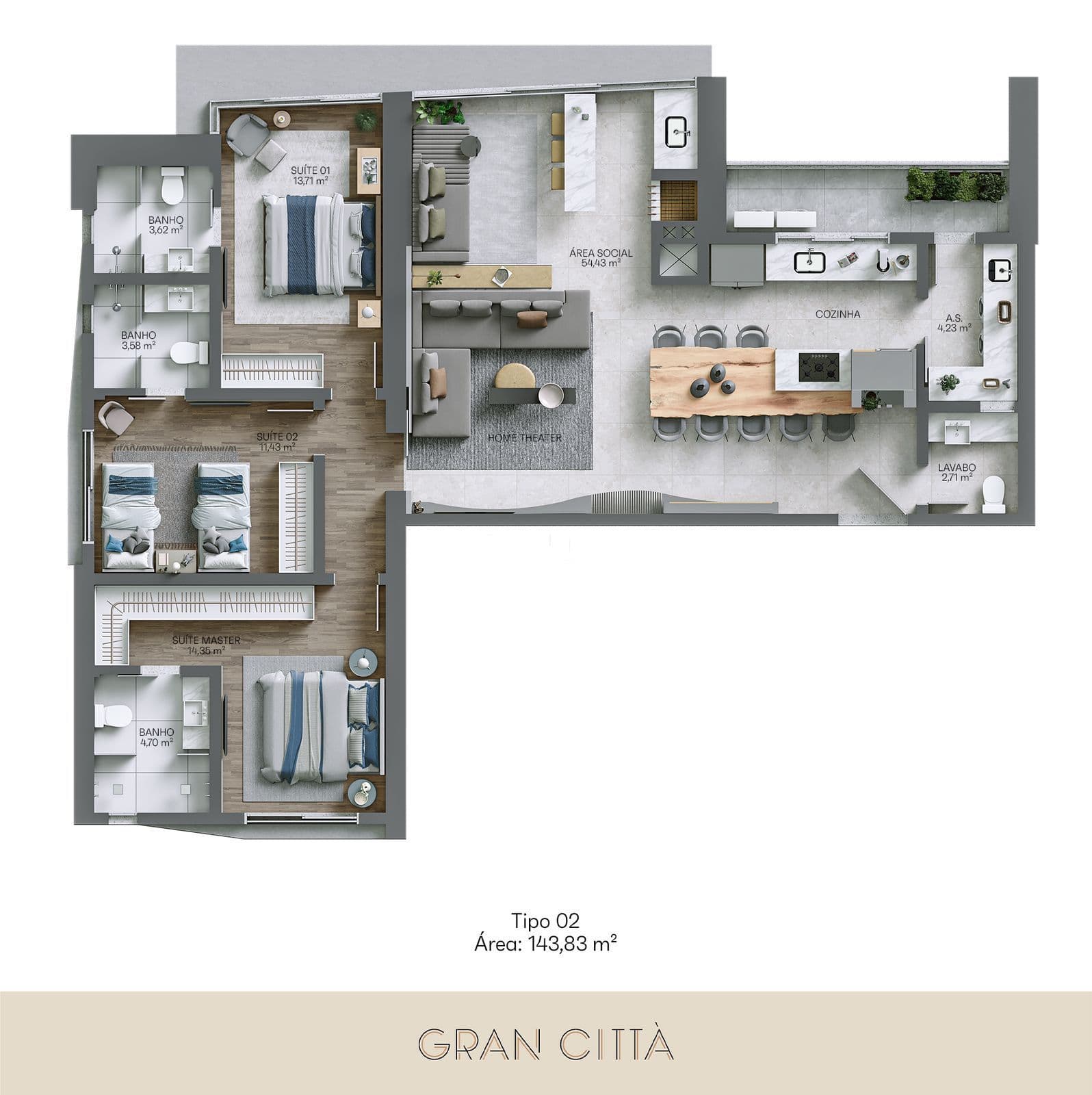 Apartamento com 3 quartos à venda no Gran Cittá, em Balneário Perequê, Porto Belo/SC — foto 16 de 16