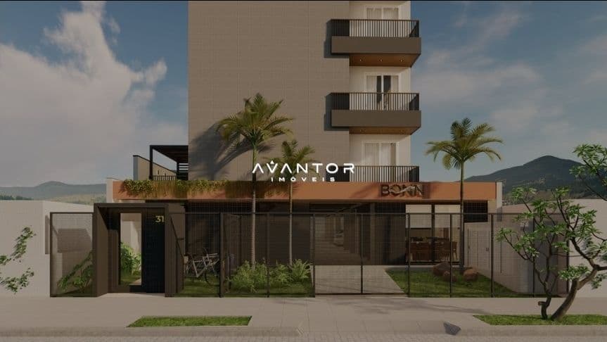 Fachada do prédio com sacadas — Apartamento com 1 quarto à venda no BONN, em Camobi, Santa Maria/RS