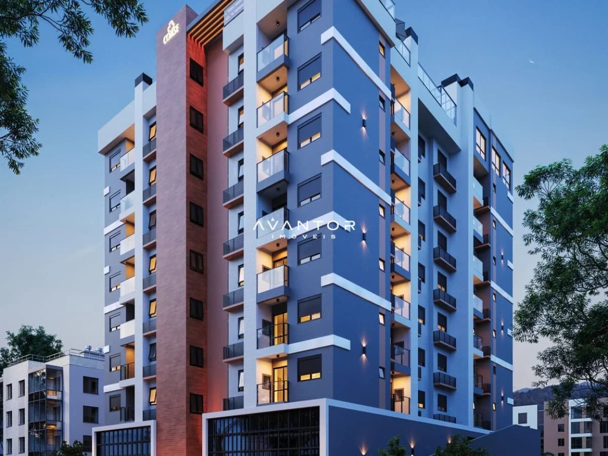 Fachada do prédio com sacadas — Apartamento com 1 quarto à venda no Atrium 225 Residence, em Camobi, Santa Maria/RS