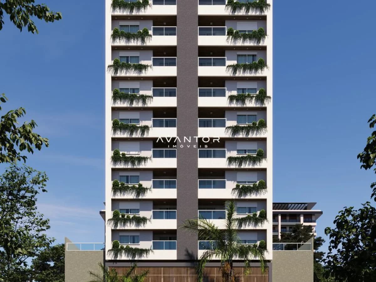 Fachada do prédio com sacadas verdes — Apartamento com 2 quartos à venda em Nossa Senhora das Dores, Santa Maria/RS