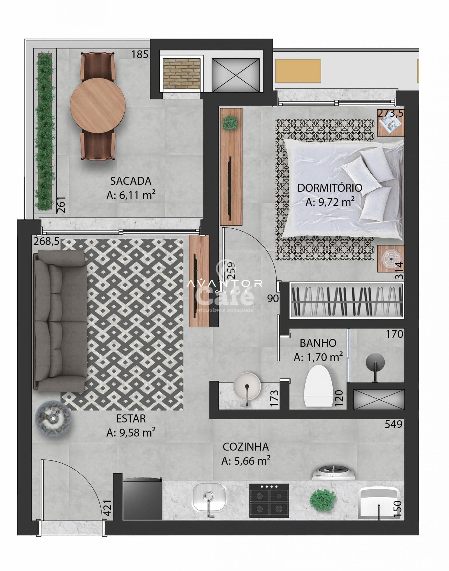 Apartamento com 1 quarto para alugar no Uniqo Smart Living, em Camobi, Santa Maria/RS — foto 22 de 22