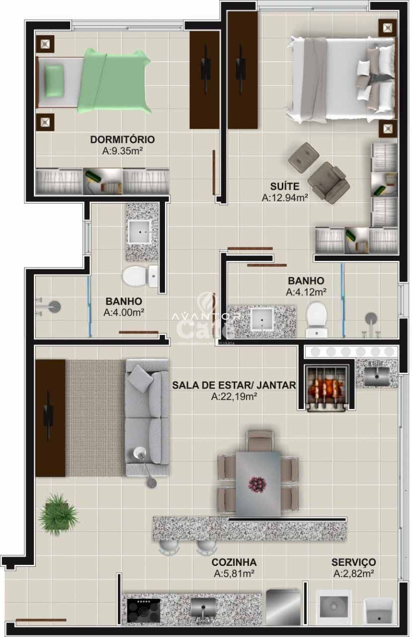 Apartamento com 2 quartos à venda no Residencial dos Jasmins, em Patronato, Santa Maria/RS — foto 2 de 2