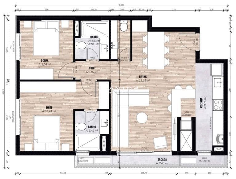 Apartamento com 2 quartos à venda no Allure Urban Garden, em Bonfim, Santa Maria/RS — foto 6 de 6
