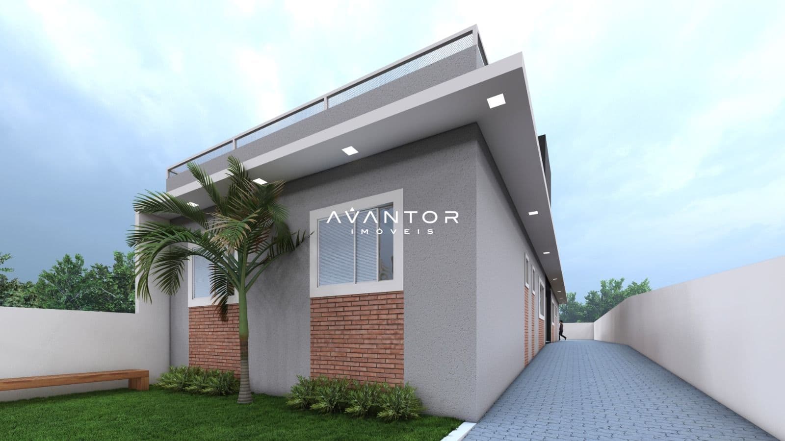 Fachada da casa com garagem — Casa com 2 quartos à venda em Boca do Monte, Santa Maria/RS