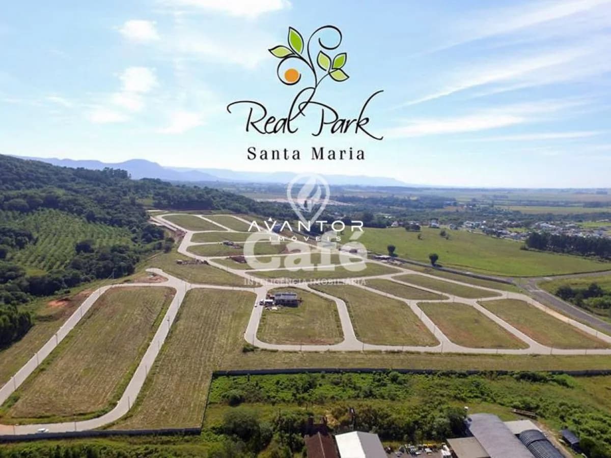 Terreno com vista aérea do loteamento — Terreno à venda no Residencial Real Park, em Tomazetti, Santa Maria/RS