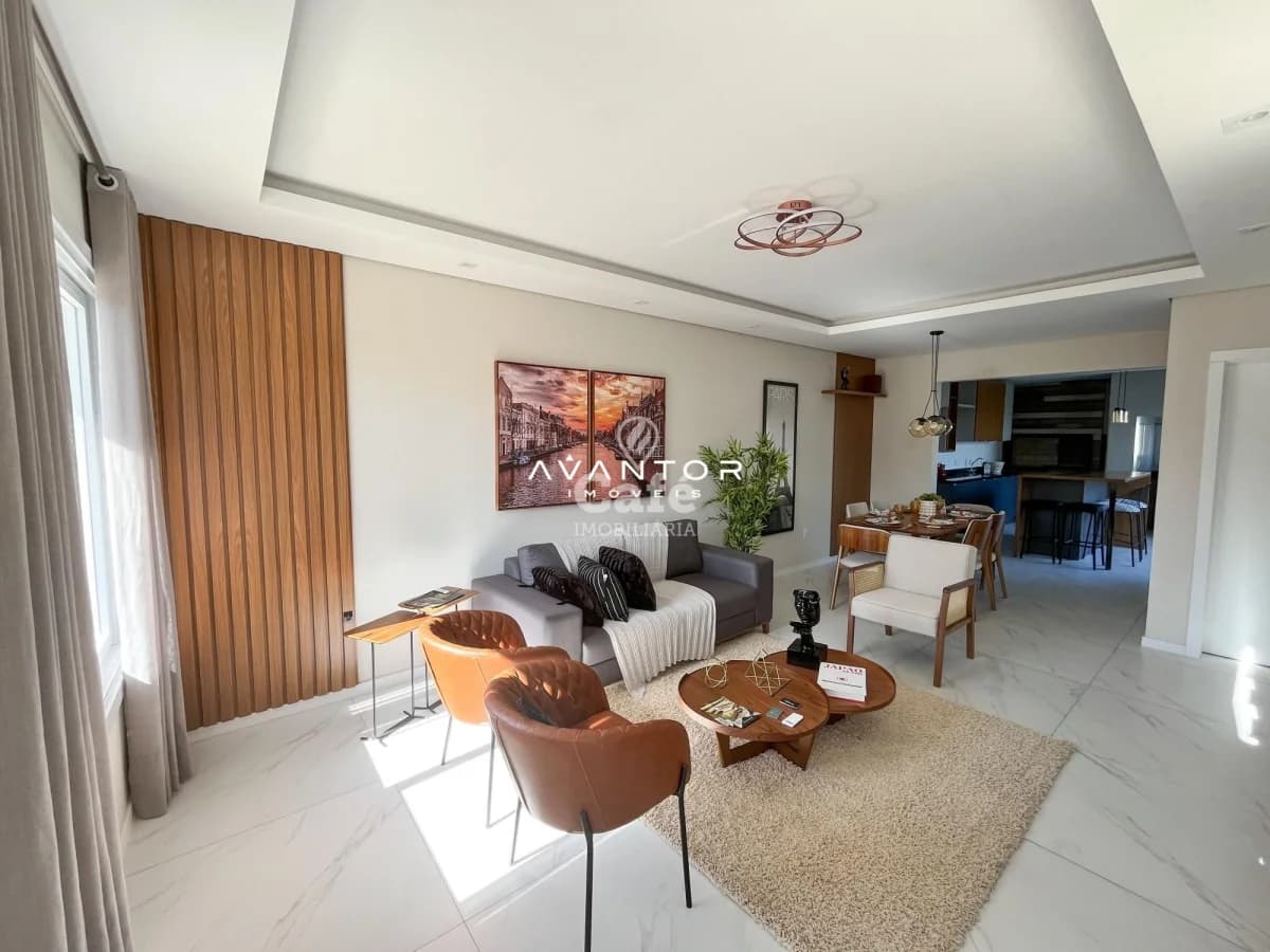 Sala de estar integrada à cozinha — Casa com 3 quartos à venda no Residencial Santa Mônica, em Camobi, Santa Maria/RS