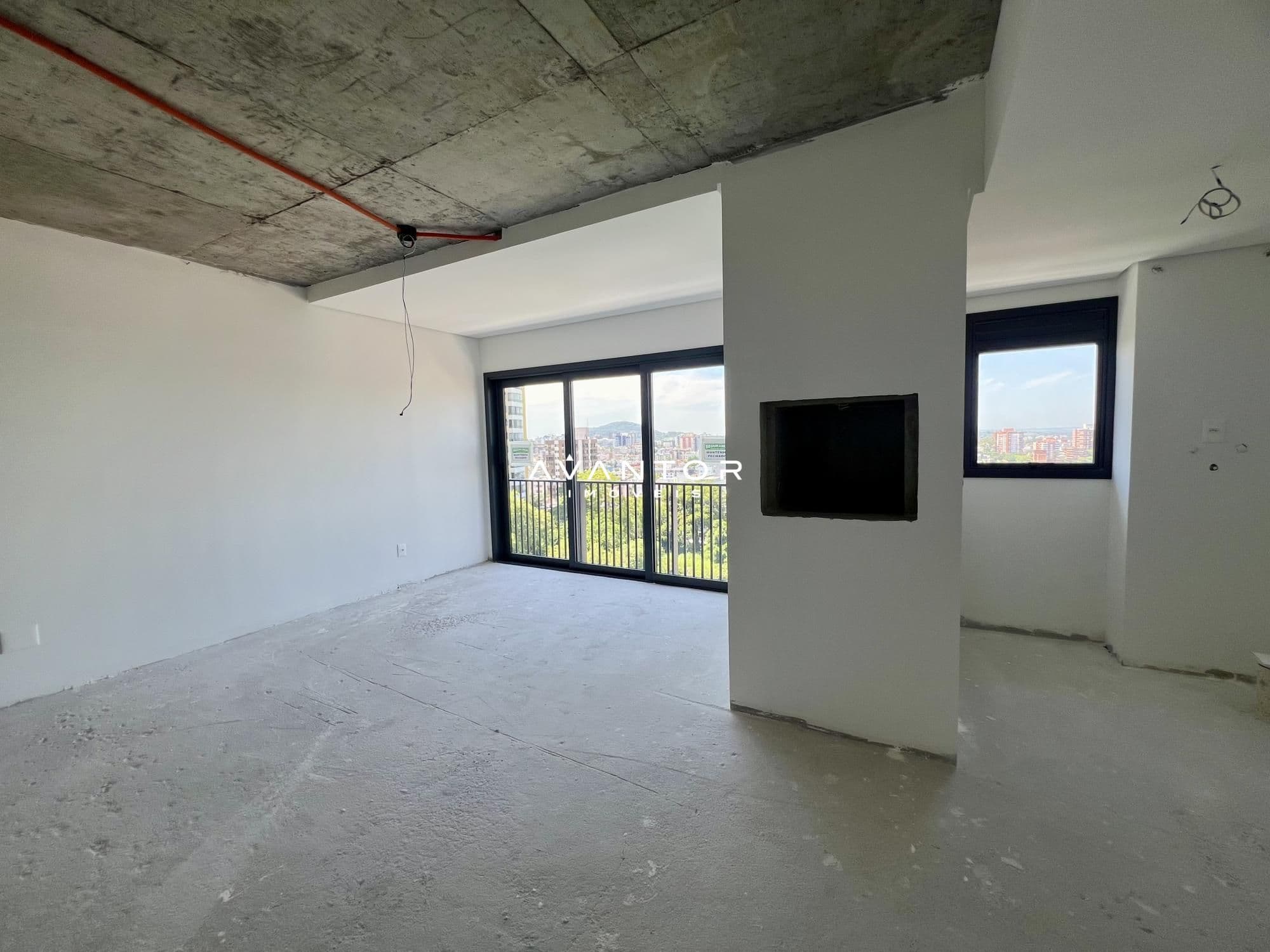 Sala de estar com sacada e vista para cidade — Apartamento com 2 quartos à venda em Bonfim, Santa Maria/RS