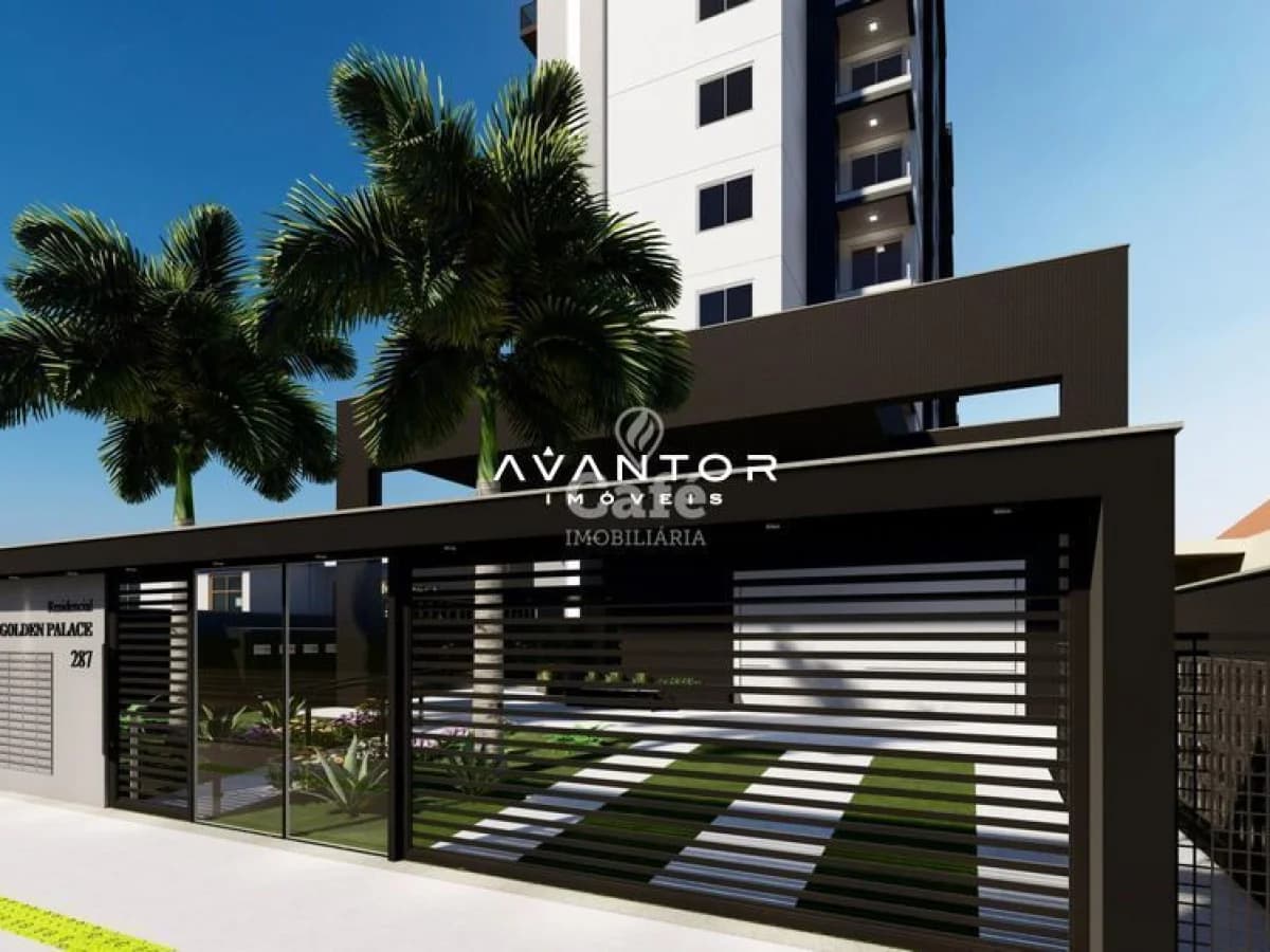 Fachada da casa com garagem — Apartamento com 2 quartos à venda no Golden Palace, em Nossa Senhora das Dores, Santa Maria/RS
