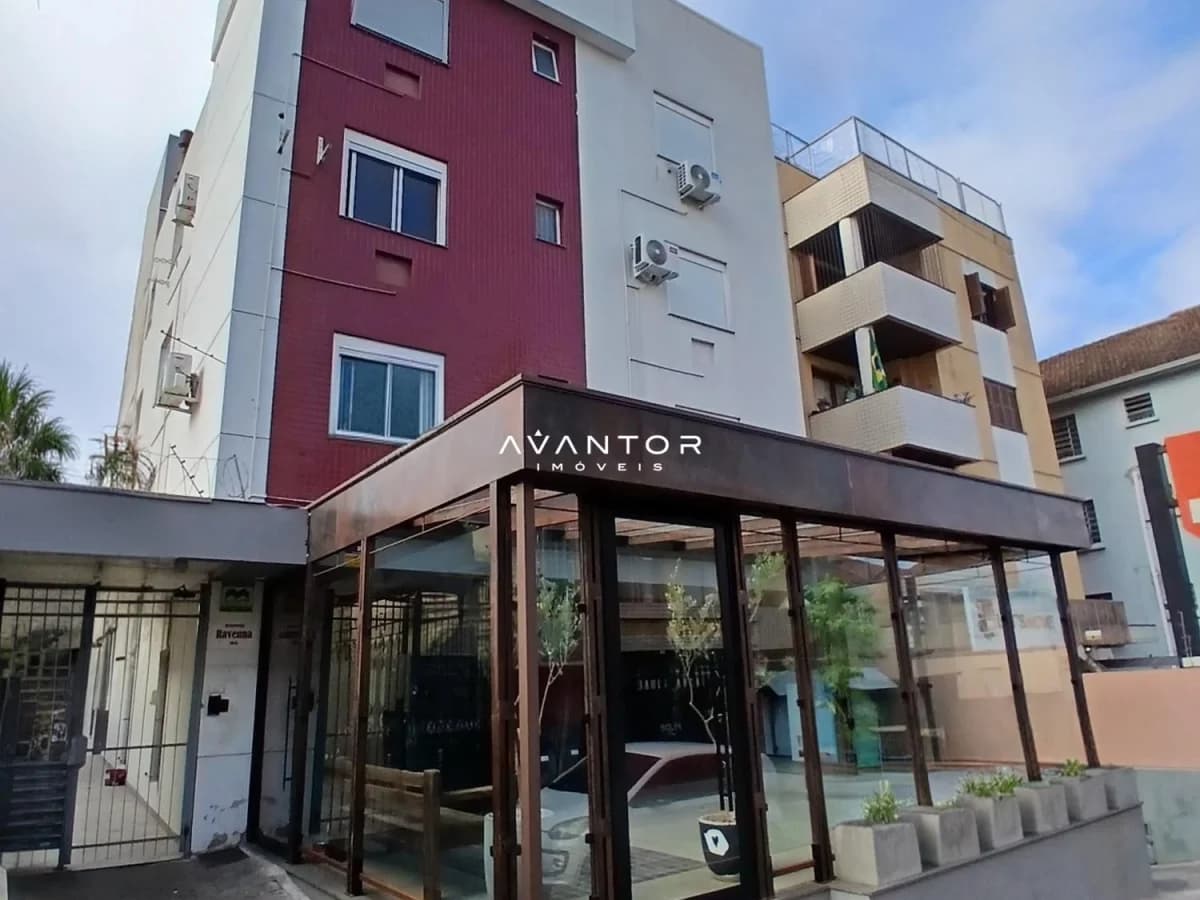 Fachada do prédio com entrada — Apartamento com 2 quartos para alugar no Residencial Ravenna, em Centro, Santa Maria/RS