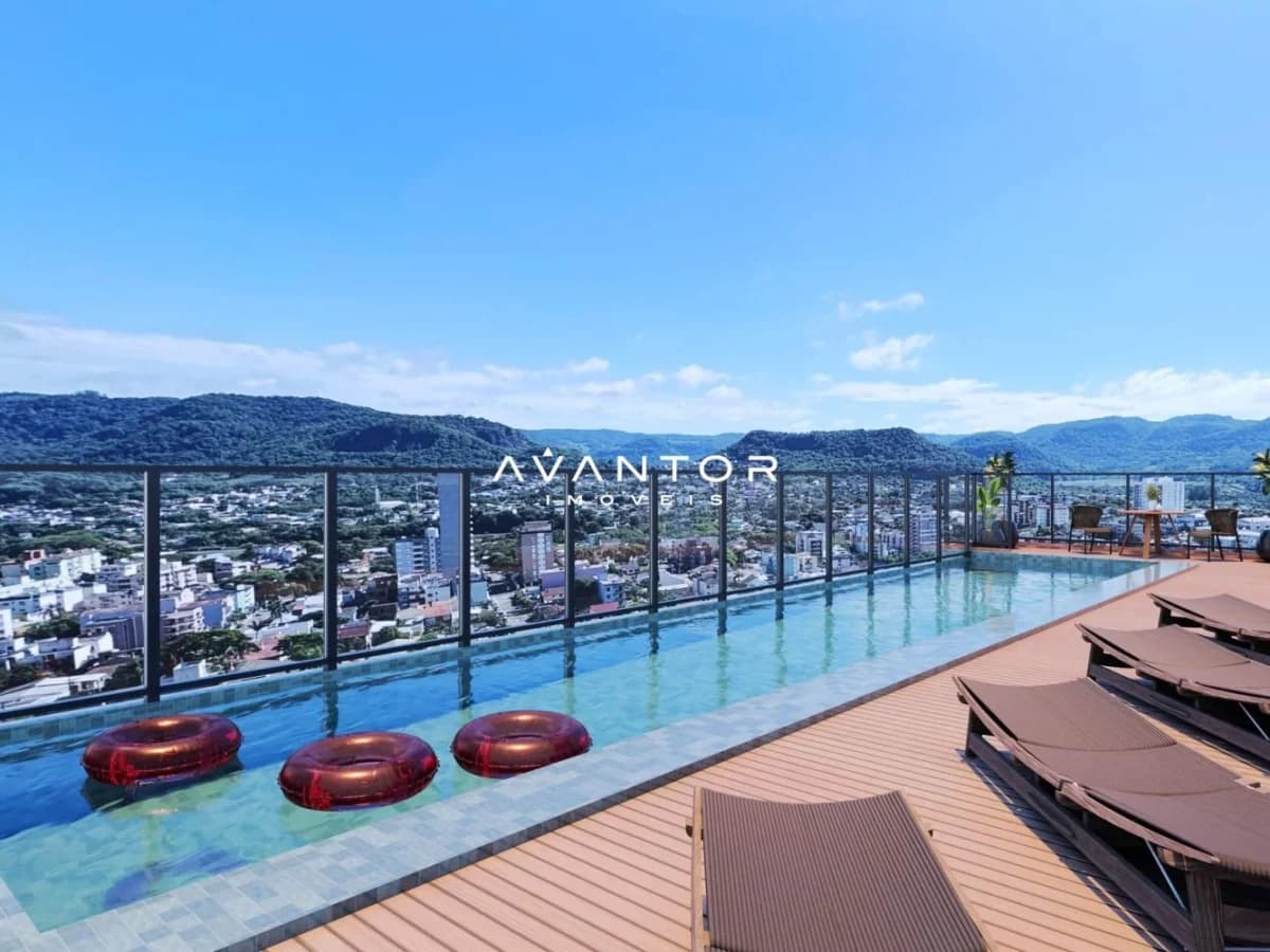 Piscina com vista panorâmica da cidade — Apartamento com 3 quartos à venda em Nossa Senhora das Dores, Santa Maria/RS