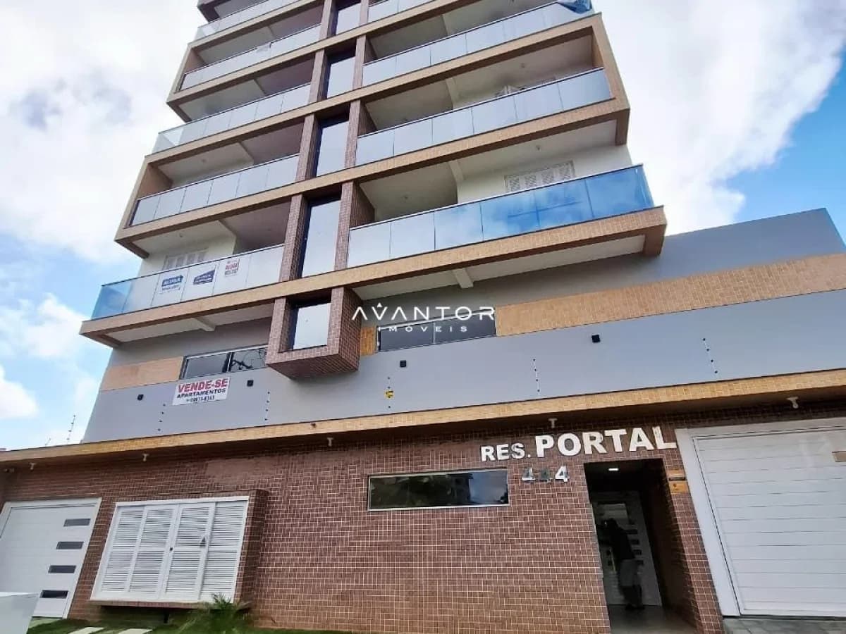 Fachada do prédio com sacadas — Apartamento com 1 quarto à venda no Residencial Portal, em Camobi, Santa Maria/RS