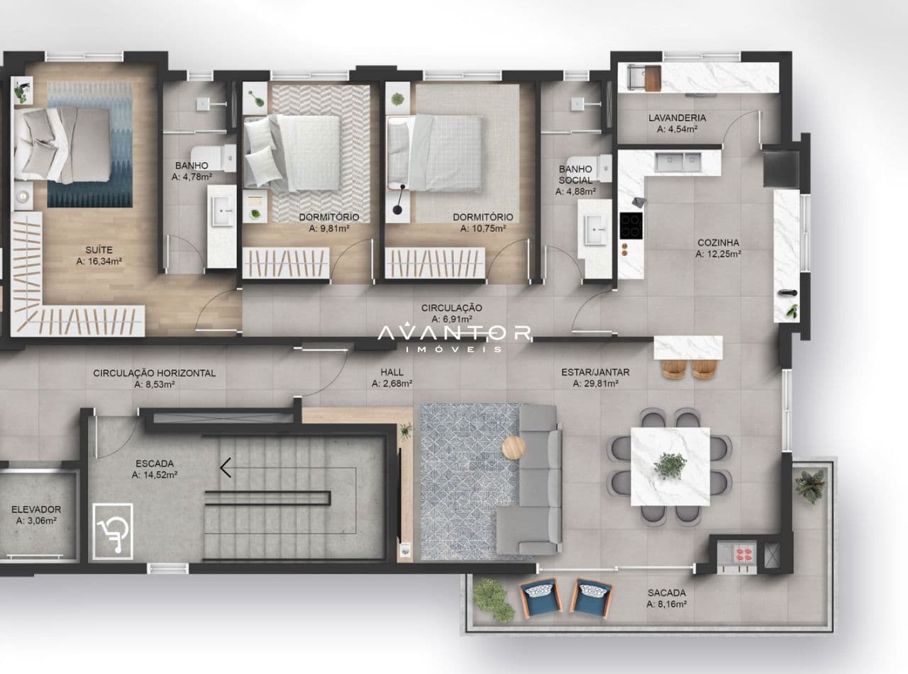 Apartamento com 3 quartos à venda no Avenue Residence, em Duque de Caxias, Santa Maria/RS — foto 4 de 4