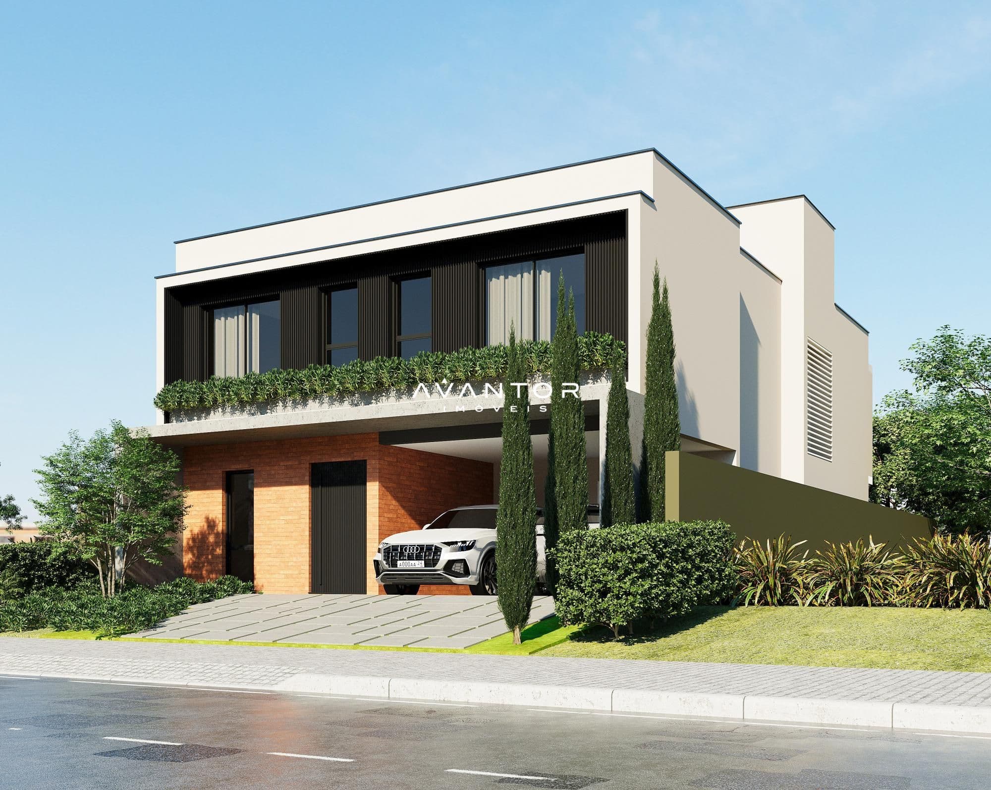 Fachada da casa com garagem — Casa com 3 quartos à venda no CASAVIVA, em Camobi, Santa Maria/RS