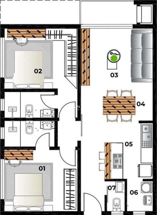Apartamento com 2 quartos à venda no Residencial Valencia, em Nossa Senhora de Fátima, Santa Maria/RS — foto 3 de 4