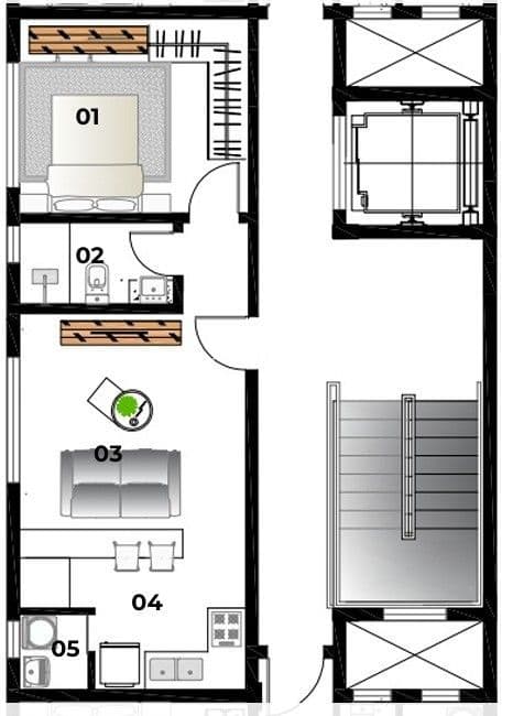 Apartamento com 1 quarto à venda no Residencial Valencia, em Nossa Senhora de Fátima, Santa Maria/RS — foto 3 de 4