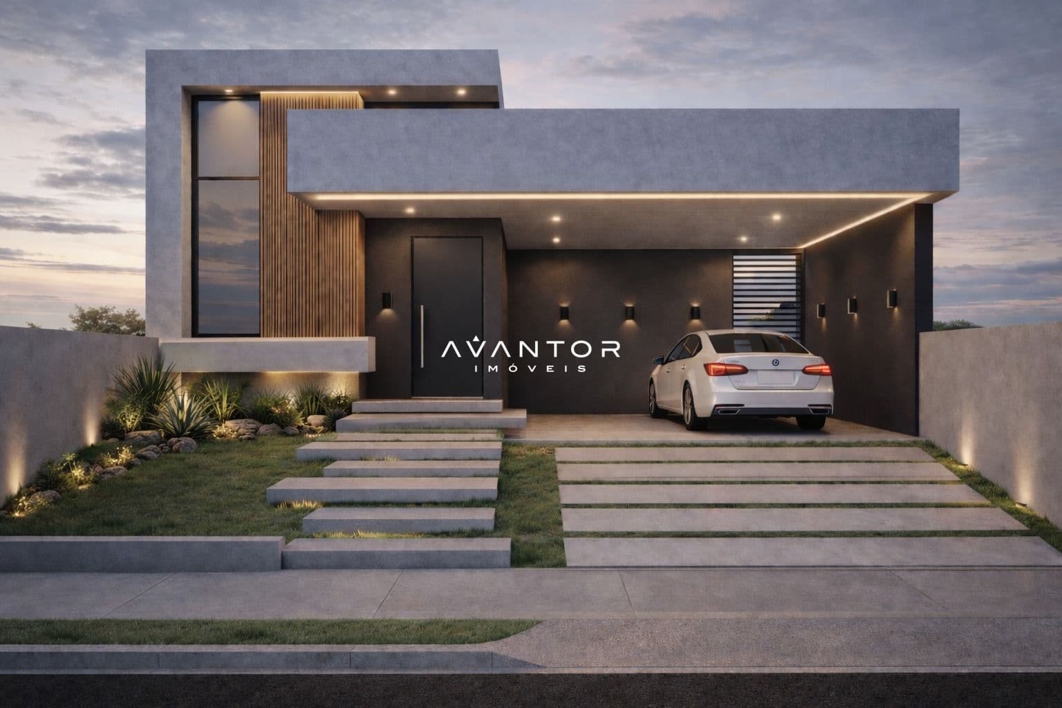 Fachada da casa com garagem — Casa com 3 quartos à venda no Residencial Alberto Schons, em Pinheiro Machado, Santa Maria/RS